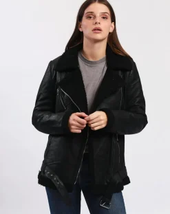 Veste en Cuir Calypso noire
