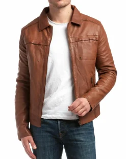 Veste en Cuir Carlo cognac