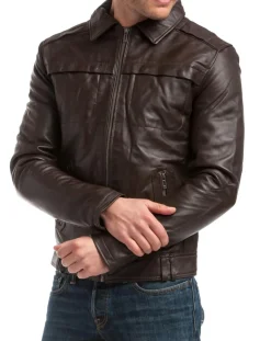 Veste en Cuir Carlo marron