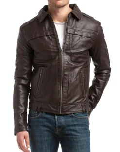 Veste en Cuir Carlo marron