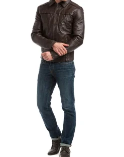 Veste en Cuir Carlo marron