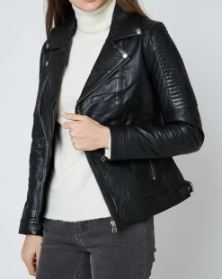 Veste en Cuir Carmen noire