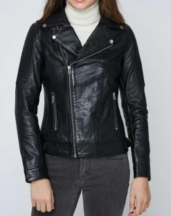 Veste en Cuir Carmen noire