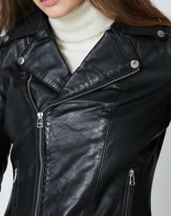 Veste en Cuir Carmen noire