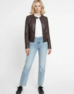 Veste en Cuir Cassie marron