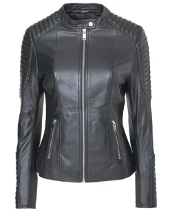 Veste en Cuir Caterina noire