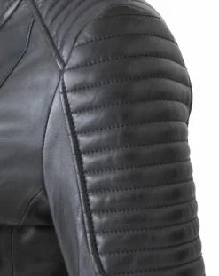 Veste en Cuir Caterina noire