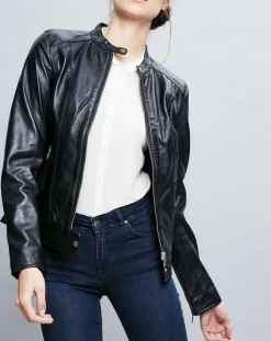 Veste en Cuir Celeste noire