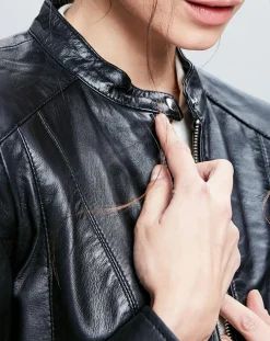 Veste en Cuir Celeste noire