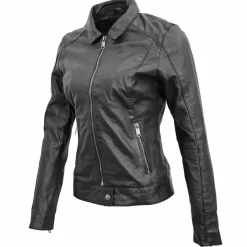 Veste en Cuir Chloris noire