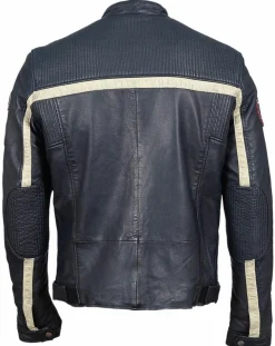 Veste en Cuir Christo bleu marine