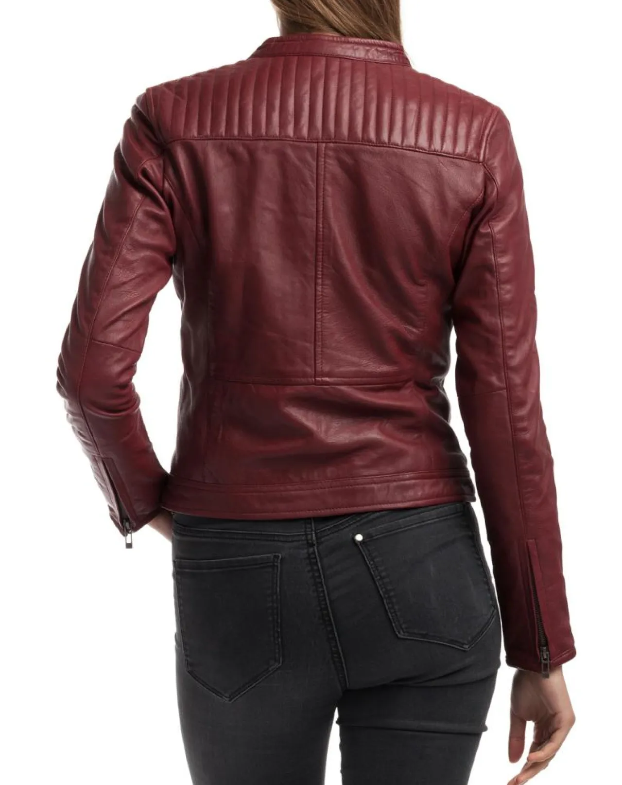 Veste en Cuir Cindy bordeaux