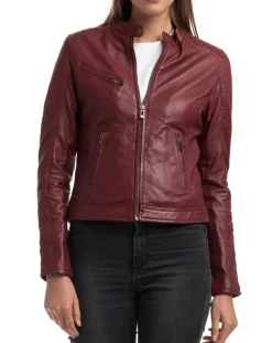 Veste en Cuir Cindy bordeaux