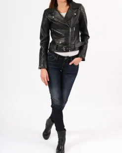 Veste en Cuir Constance noire