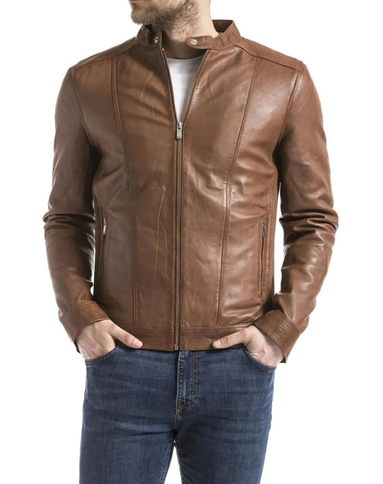 Veste en Cuir Corrib cognac