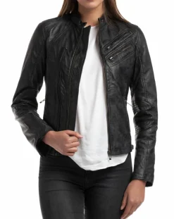 Veste en Cuir d'Agneau Samantha noire