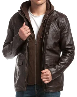 Veste en Cuir Elgon marron