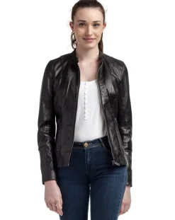Veste en Cuir Ellyn noire