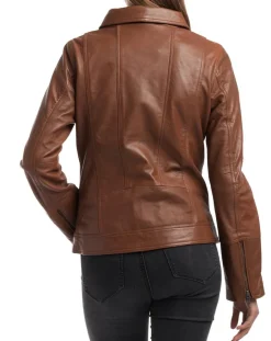 Veste en Cuir Elodie cognac