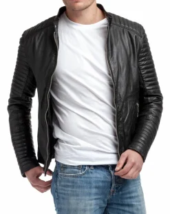 Veste en Cuir Emerino noire