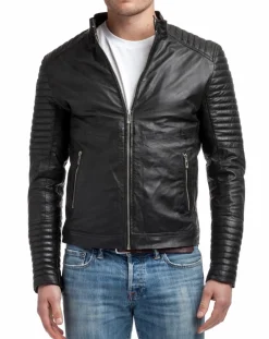 Veste en Cuir Emerino noire