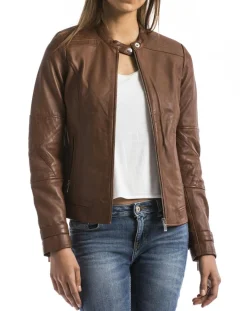 Veste en Cuir Euphrate cognac