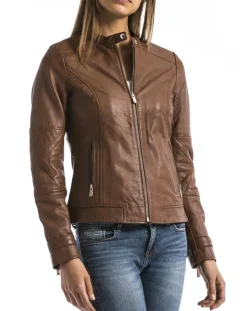 Veste en Cuir Euphrate cognac