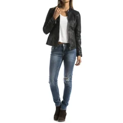 Veste en Cuir Euphrate noire