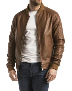 Veste en Cuir Eze cognac
