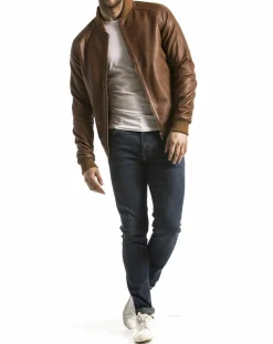 Veste en Cuir Eze cognac