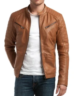 Veste en Cuir Flash cognac