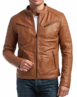 Veste en Cuir Flash cognac