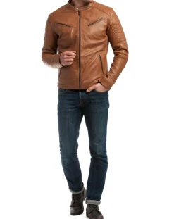 Veste en Cuir Flash cognac