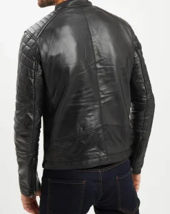 Veste en Cuir Flash noire