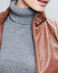 Veste en Cuir Gema cognac