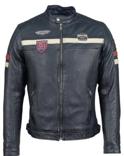Veste en Cuir Harty bleu marine