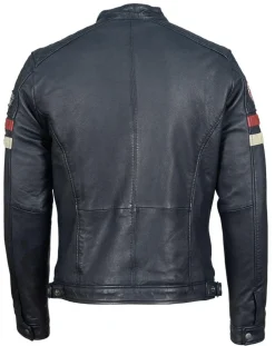 Veste en Cuir Harty bleu marine