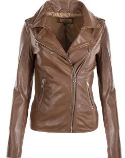 Veste en Cuir Hortence cognac