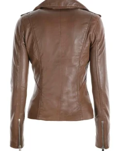 Veste en Cuir Hortence cognac
