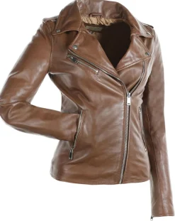 Veste en Cuir Hortence cognac