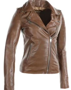 Veste en Cuir Hortence cognac