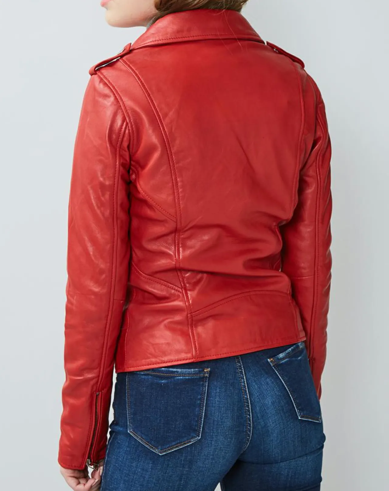 Veste en Cuir Hortence rouge
