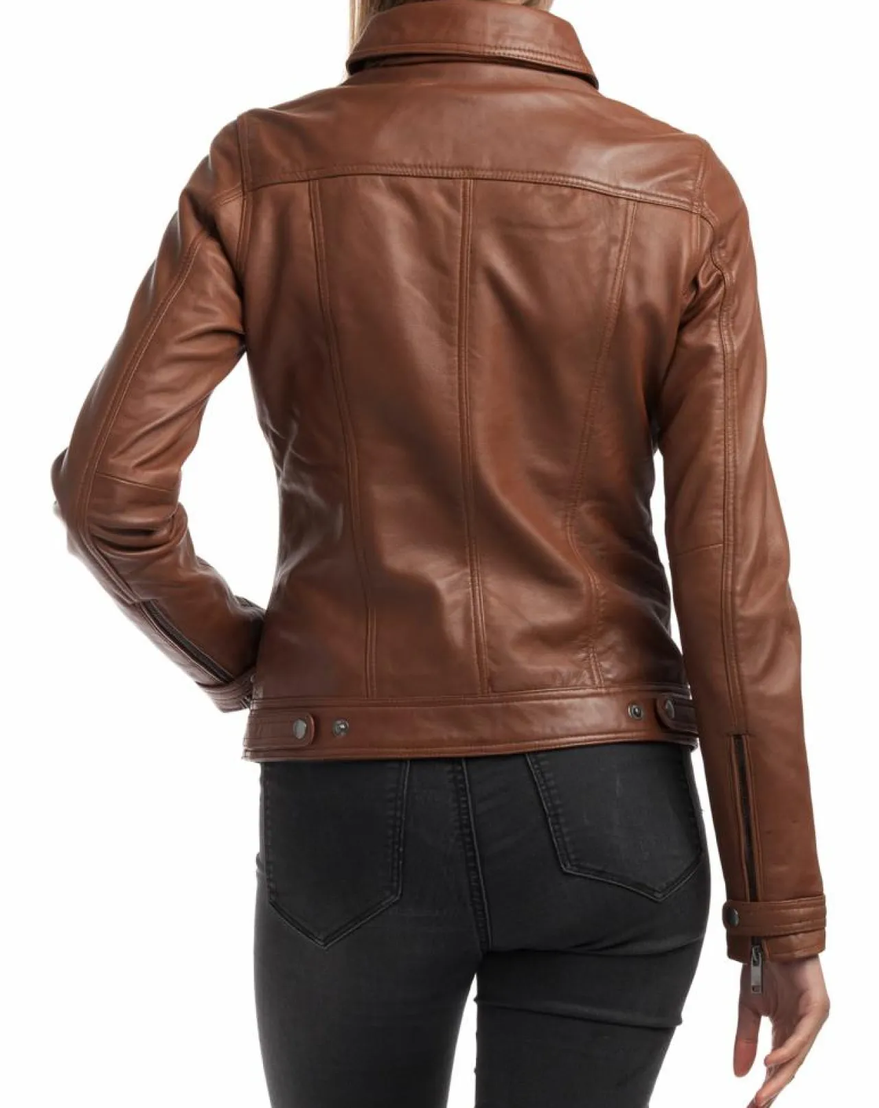 Veste en Cuir Idaline cognac