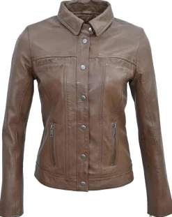 Veste en Cuir Isia cognac