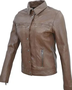 Veste en Cuir Isia cognac