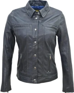 Veste en Cuir Isia marine