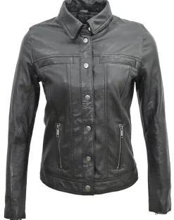 Veste en Cuir Isia noire