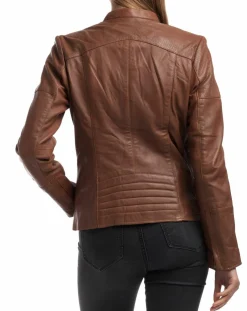 Veste en Cuir Ivette cognac