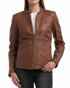 Veste en Cuir Ivette cognac