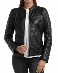 Veste en Cuir Ivette noire